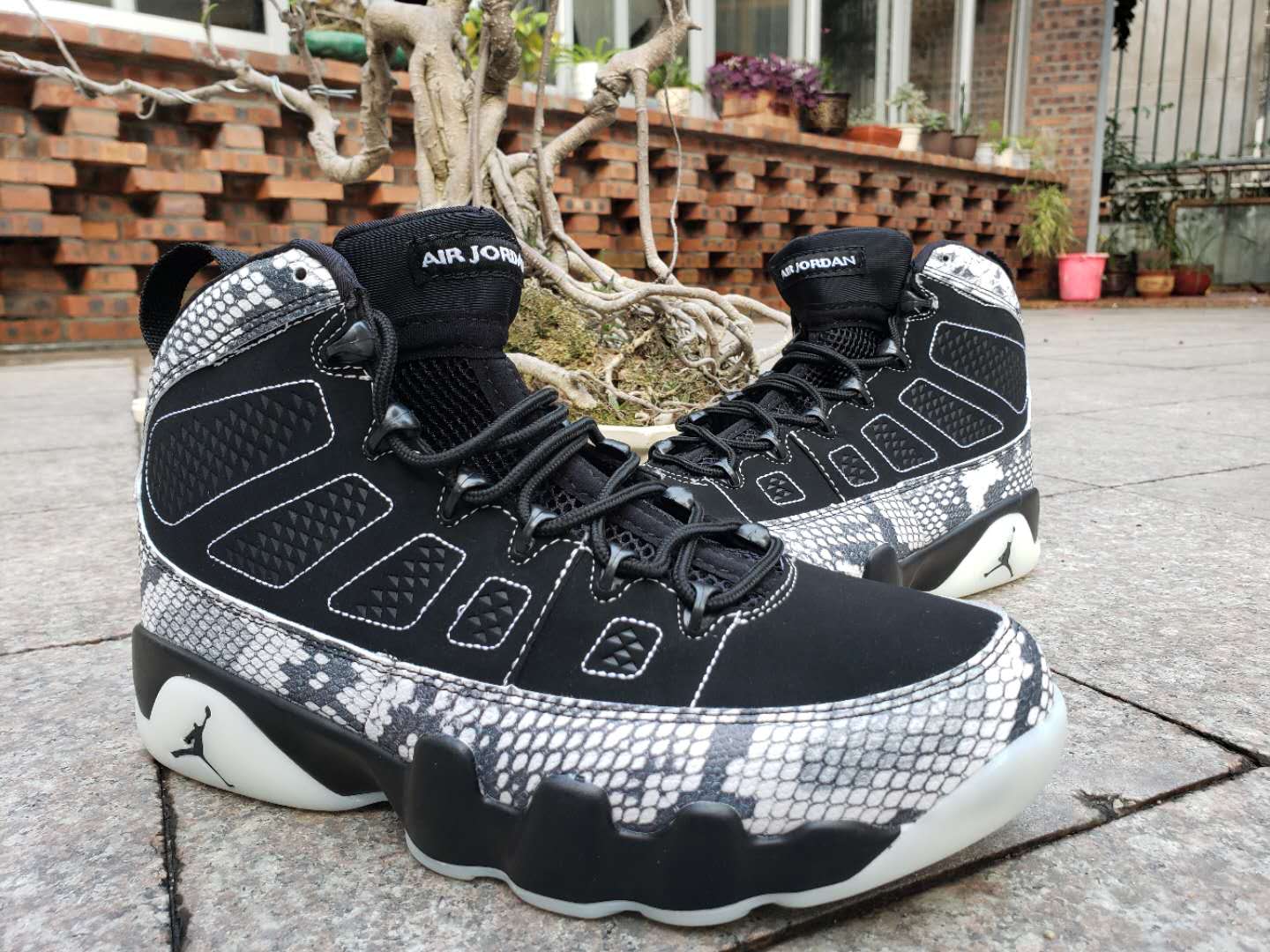 2019 Air Jordan 9 SnakeSkin Black White Shoes